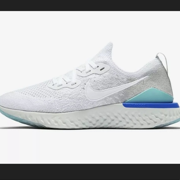 New Women's Nike Epic React Flyknit 2 White/Aqua